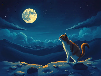 cat going to the moon